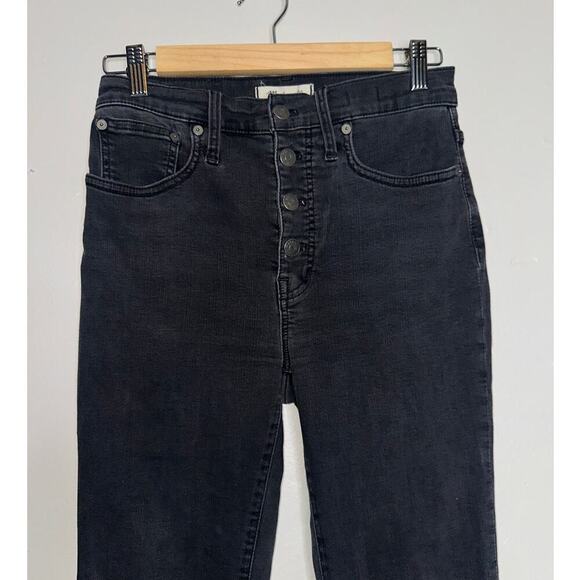 Madewell Cali Demi Boot Jeans Bellspring Wash Button Front Black Size 27 - Picture 4 of 10